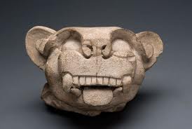 Jaguar head statue Chichen